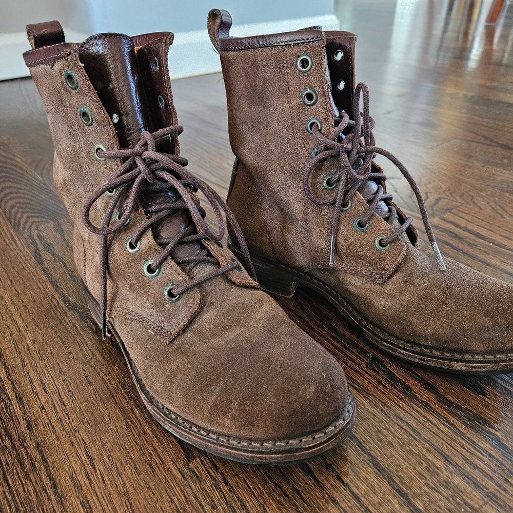 Frye Veronica Brown Suede Combat Boots